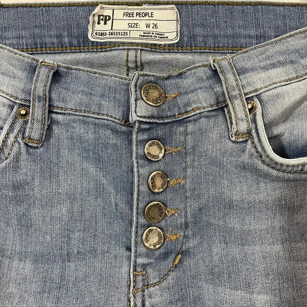 Free People Reagan Raw Hem Skinny Jeans - Blue - 26